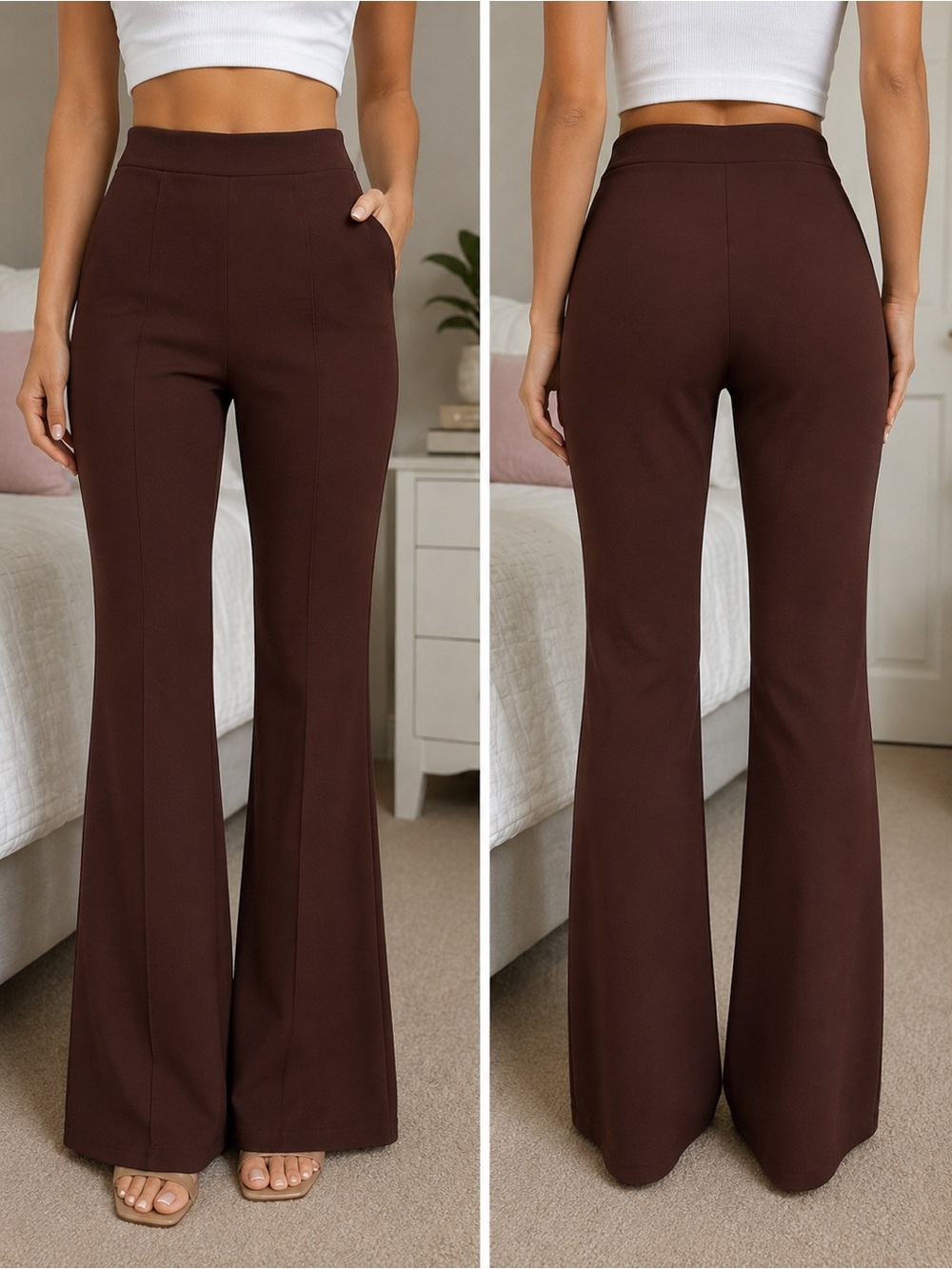 Old Navy Brown High-Rise Flare Pants